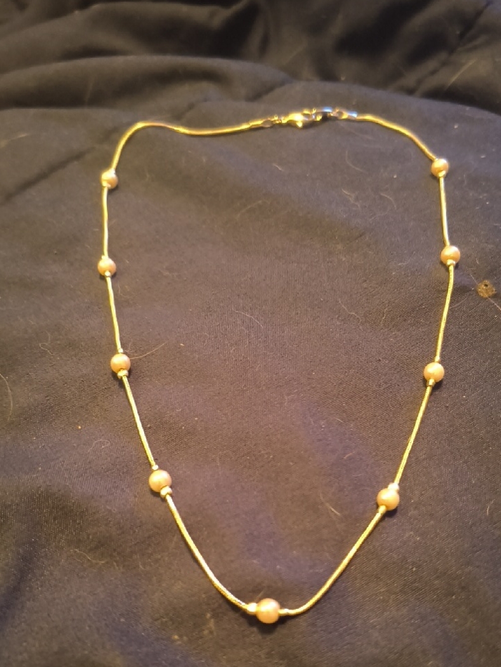Gold Bead Station Necklace for Women
